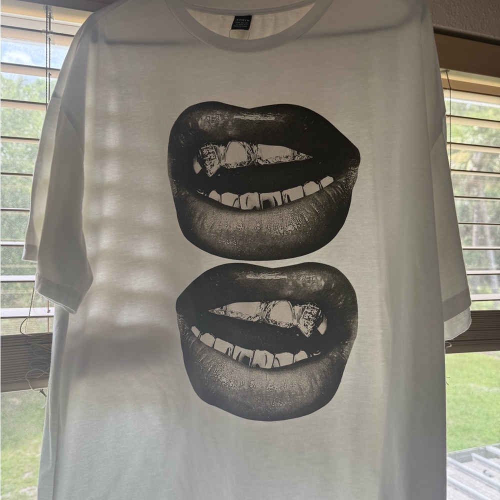 SHEIN White Tee with Black Graphic